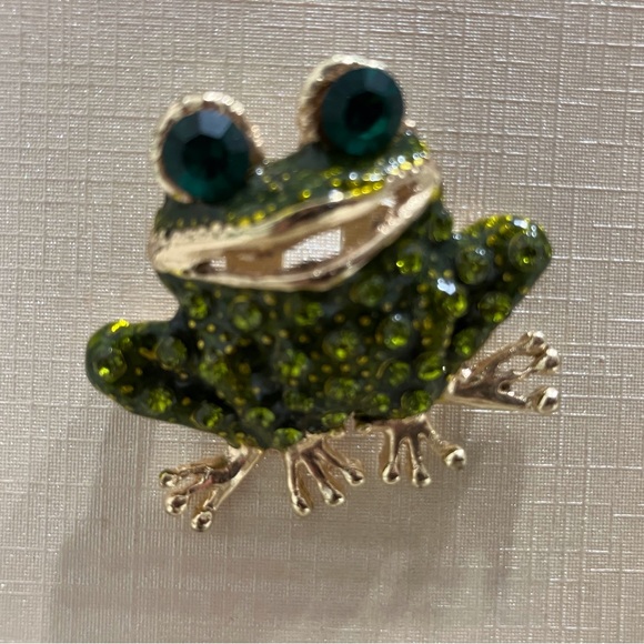 CRYSTAL COUTURE FROG BROOCH COAT PIN - Picture 2 of 5